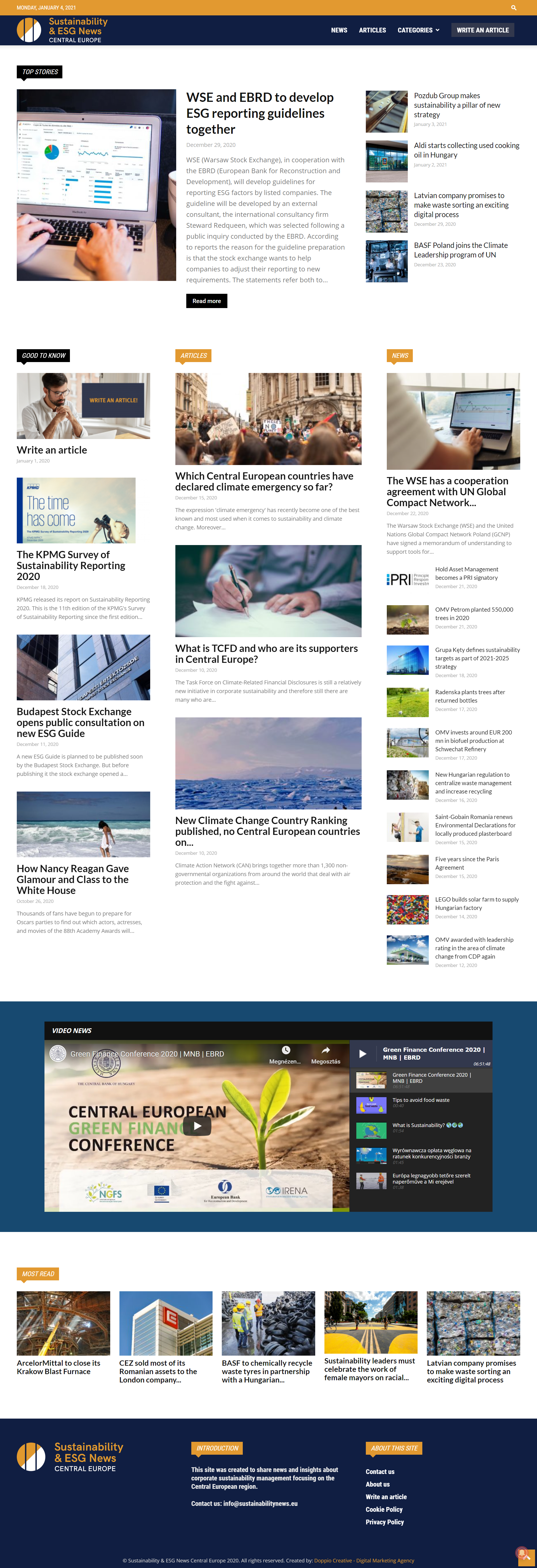 Sustainability & ESG News WordPress weboldal